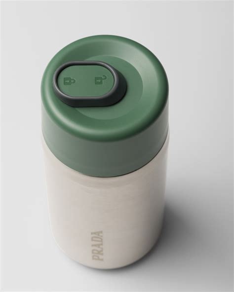 Silver/spruce Stainless steel travel mug, 340 ml .